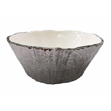 Jiallo Jiallo 69103 10.5 in. Botanic Porcelain Tree Bark Bowl; Silver 69103